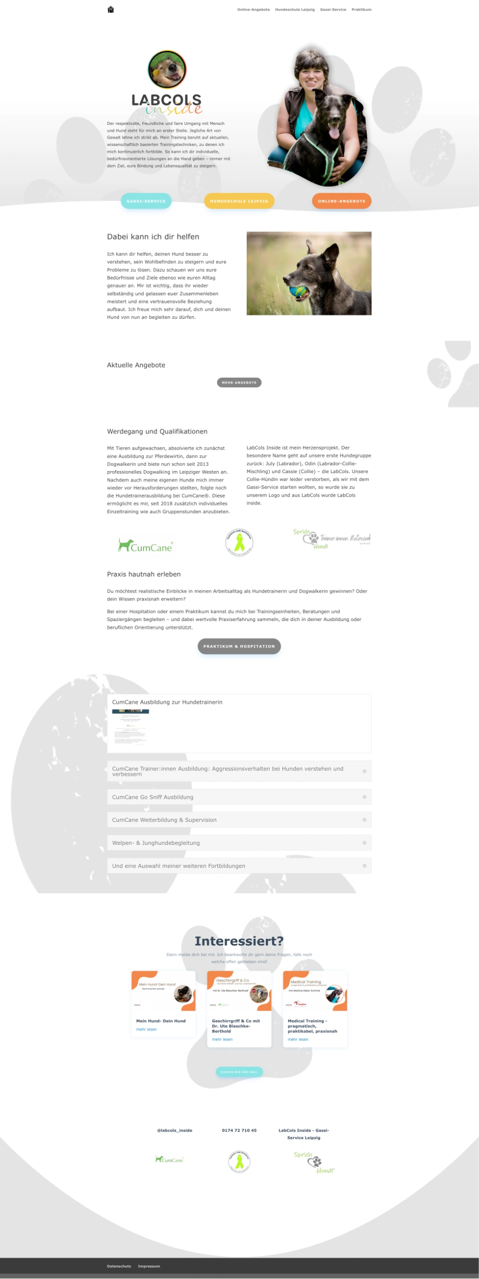 Labcols inside Website, Desktop-Ansicht