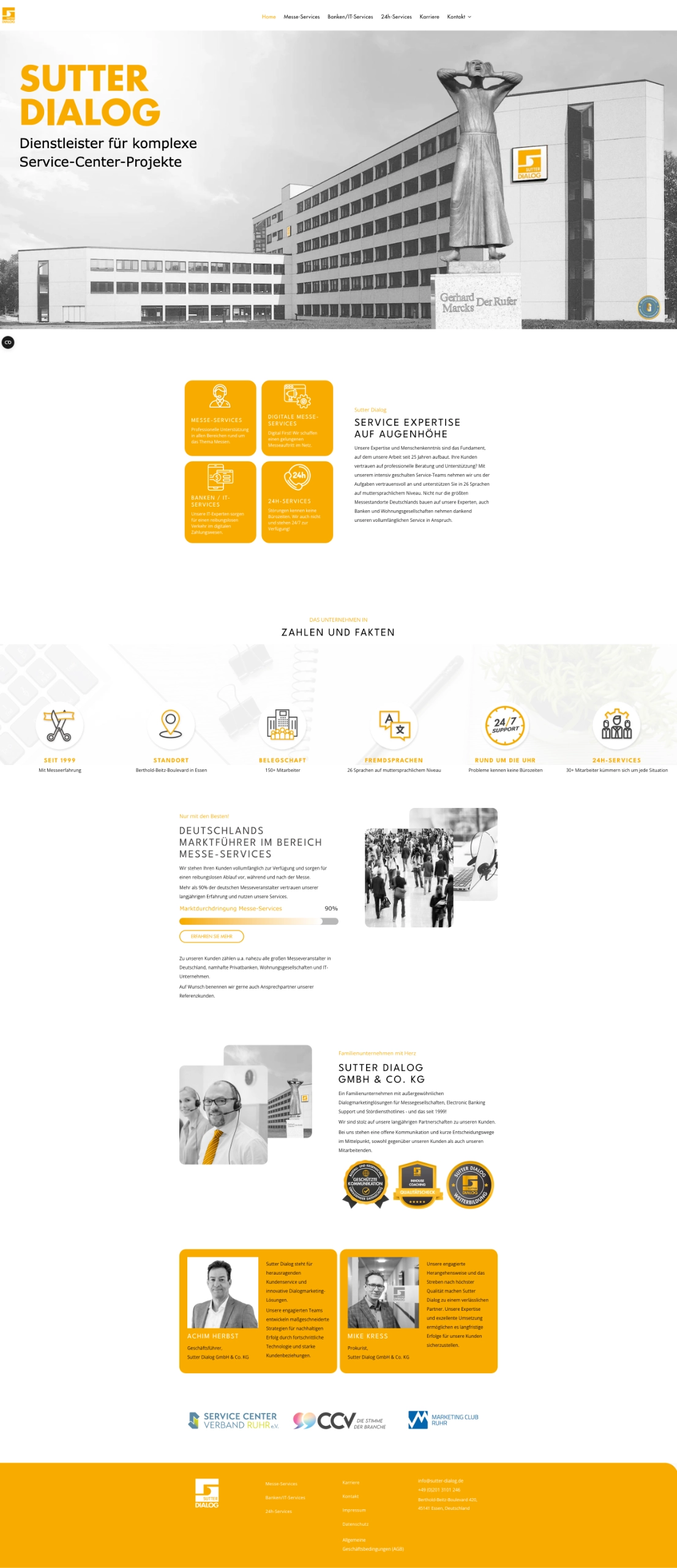 Sutter Dialog Website, Desktop-Ansicht