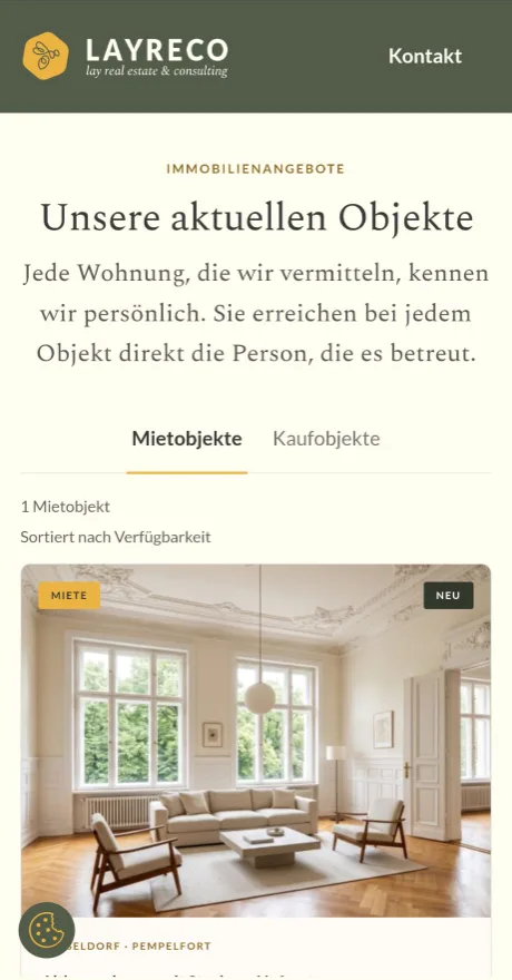 LAYRECO Immobilienmodul auf dem Smartphone