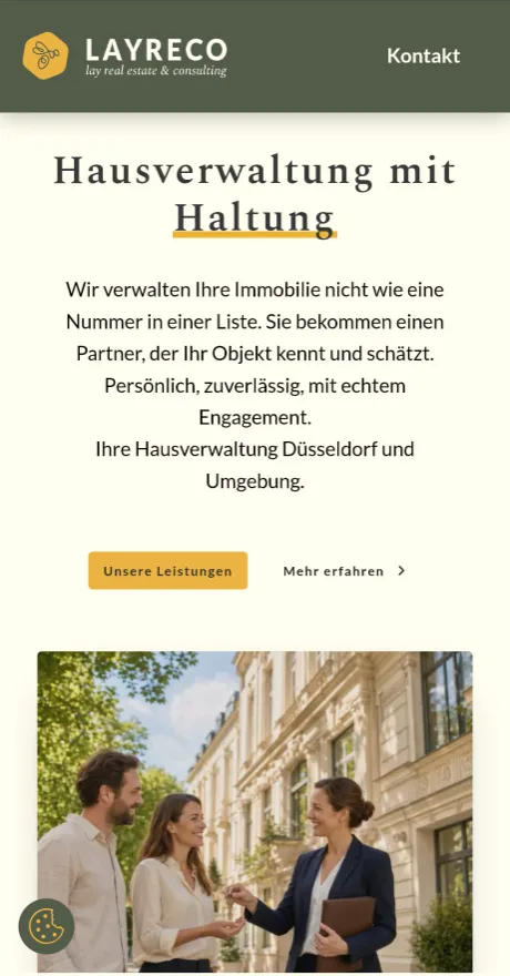 LAYRECO Website, mobile Ansicht