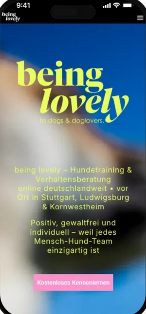 being lovely Website, mobile Ansicht