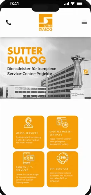 Sutter Dialog Website, mobile Ansicht