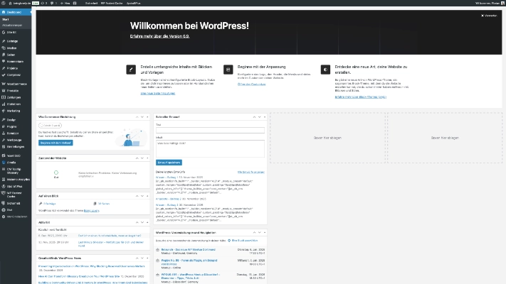 WordPress-Backend der Website von being lovely